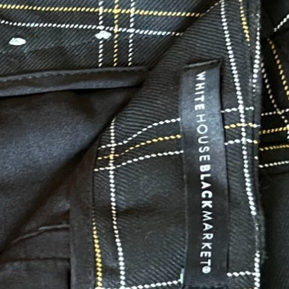White House Black Market Black/White/Yellow Plaid The Slim Ankle Pants, Size 00 - Picture 9 of 12
